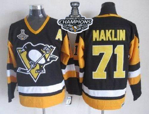 Penguins #71 Evgeni Malkin Black CCM Throwback Stanley Cup Finals Champions Stitched NHL Jersey - Click Image to Close
